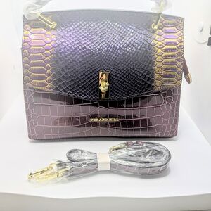 NWT 💜💛Verano Hill Purple and Gold Versaille crocodile-embossed Shoulder Bag